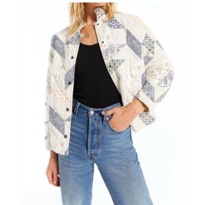 Z Supply Quilted Patchwork Jacket in Cream, Blue & Light Pink